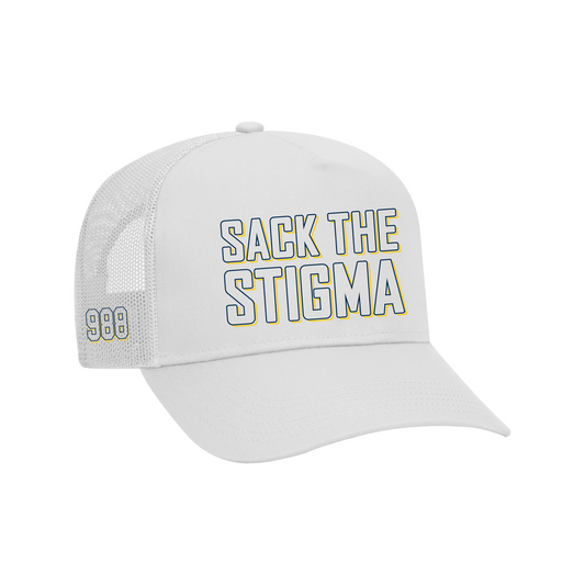 Sack The Stigma White '988' Trucker Hat